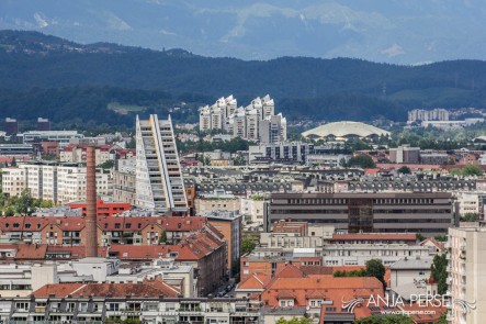 Cityscape of modern Ljubljana.